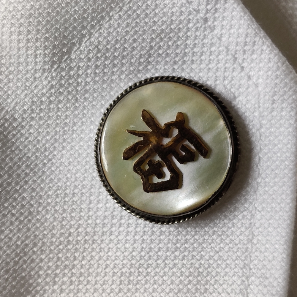 Vintage Sterling Silver Cufflinks with Mother of Pearl - Picture 5 of 13